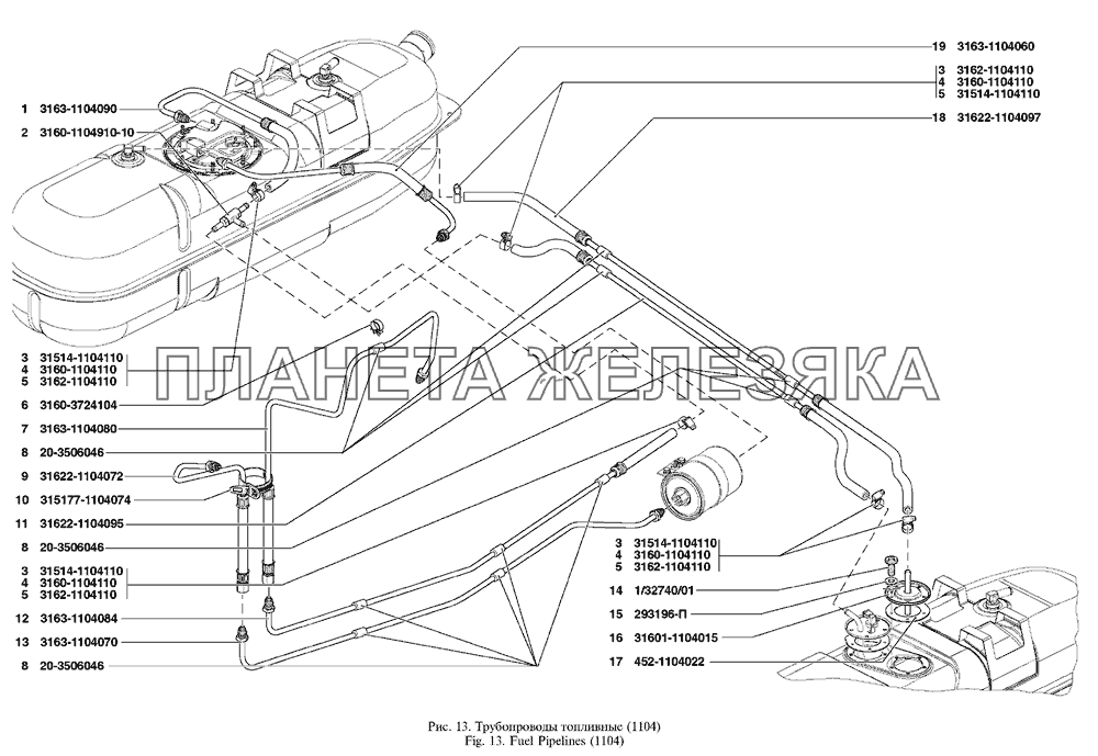 Трубопроводы топливные UAZ Patriot